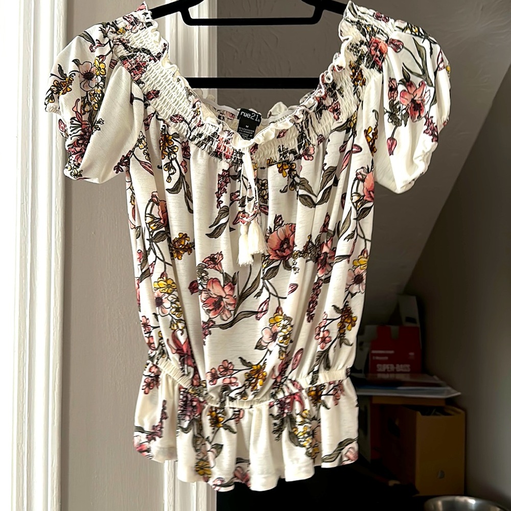 off the shoulder flower blouse